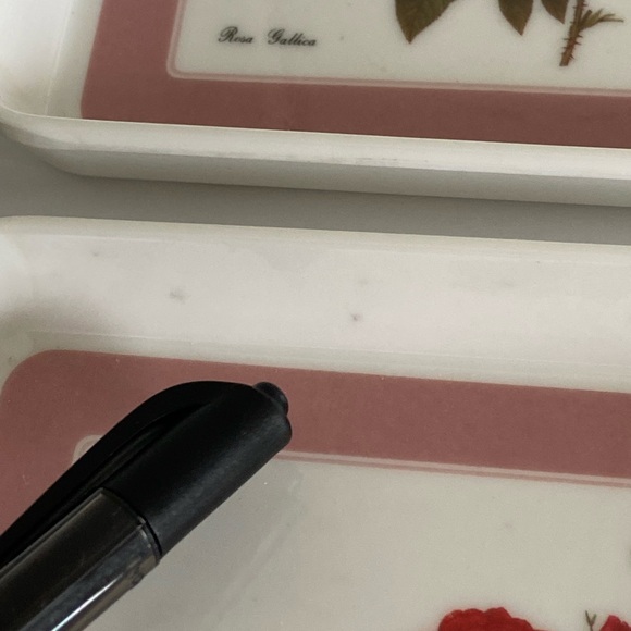 2 small red flower tray Rosa Gallica PT Redoute Design Imports art coaster Italy - Picture 11 of 15